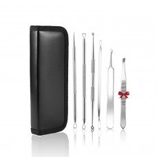 Funxim Blackhead Remover Set of 6, Comedone Extractor Tool Set Pimple Romover Set Surgical Stainless Steel Pimple Acne Blemish Blackheads Spot Extraction Tweezer Removal Black Head Treatment Tool